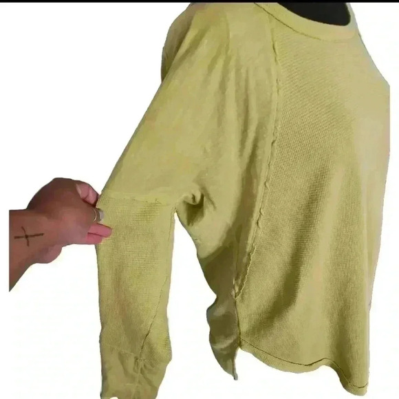 Soft Surroundings Womens Lime Green Waffle Knit Long Sleeve Tee M - Picture 6 of 15
